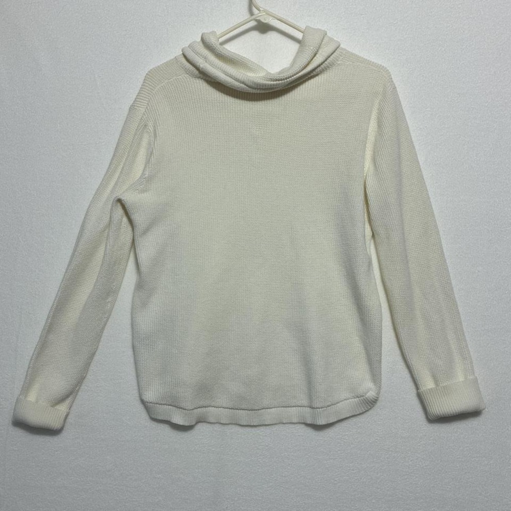 Lauren Ralph Lauren White Waffle Knit Cowl Neck size Lg - Picture 2 of 5